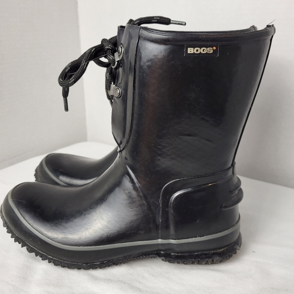 Bogs women urban farmer 2 eye lace top moisture wick black rain boot size 7 - Picture 6 of 16